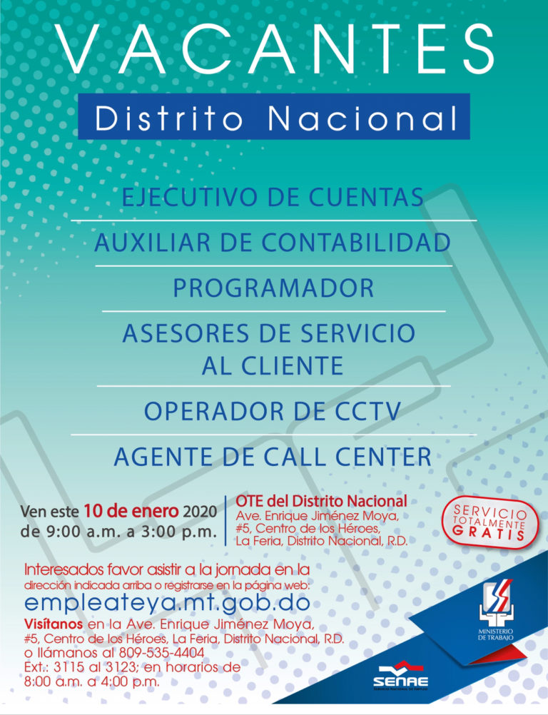 Ministerio de Trabajo invita jornada de empleo Distrito Nacional