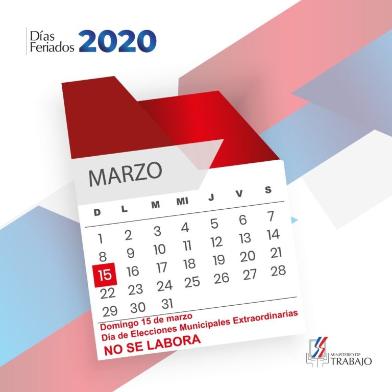 Ministerio de Trabajo informa domingo 15 de marzo es feriado