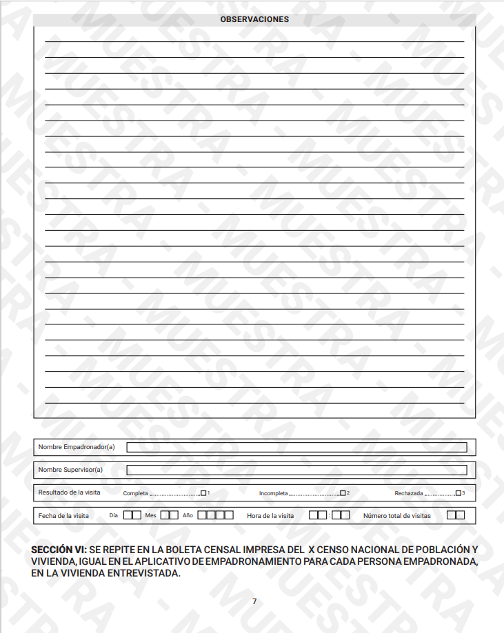 Boletas Censal 
Censo Nacional