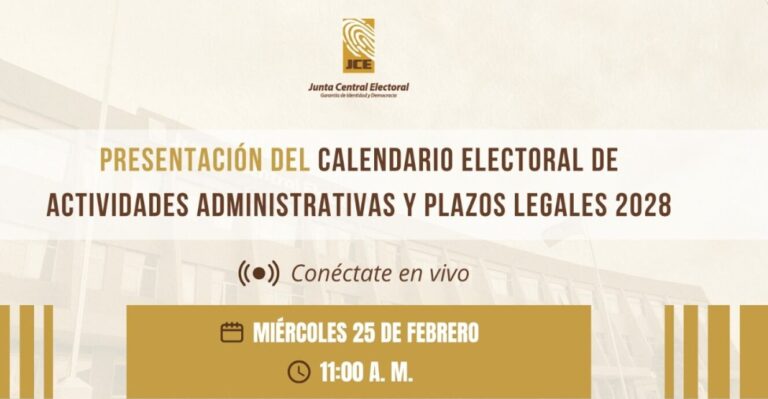 (En vivo) JCE Presentará Calendario Electoral de Actividades Administrativas y Plazos Legales 2028
